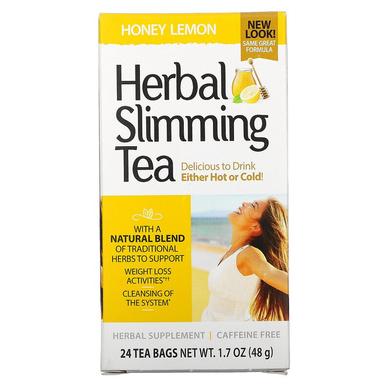 Чай для схуднення (мед, лимон), Herbal Slimming Tea, 21st Century, без кофеїну, 24 пак., (45 г) - фото