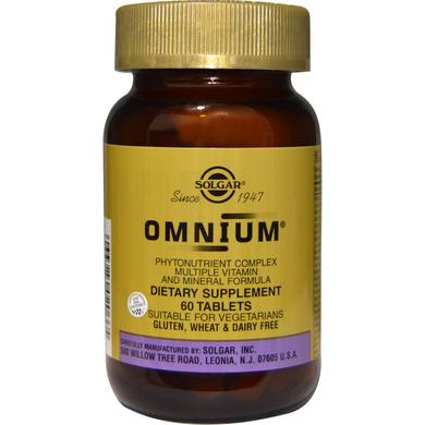 Вітаміни і мінерали oмниум, Multiple Vitamin and Mineral, Omnium, Solgar, 60 таблеток - фото