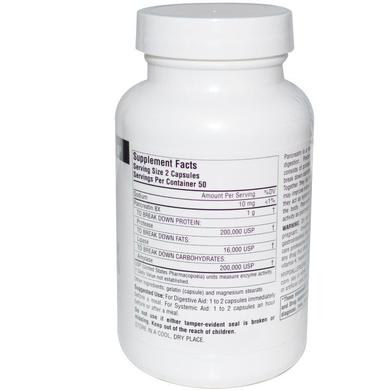 Панкреатин 8X, Pancreatin, Source Naturals, 500 мг, 100 кап - фото