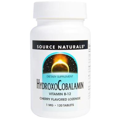 Вітамін В-12 (гідроксикобаламін), HydroxoCobalamin, Source Naturals, смак вишні, 1 мг, 120 таблеток для розсмоктування - фото