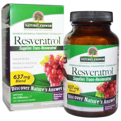 Ресвератрол (Resveratrol), Nature's Answer, 637 мг, 60 капсул - фото