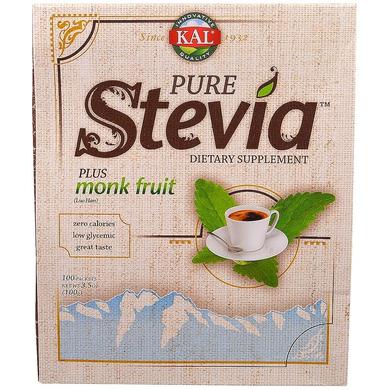Стевія, Pure Stevia, Kal, 100 пакетів, 100 г - фото
