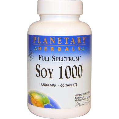 Соевые Изофлавоны, Full Spectrum Soy, Planetary Herbals, 1000 мг, 60 таблеток - фото