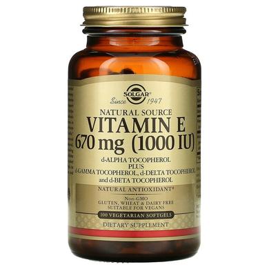Витамин Е, Vitamin E, Solgar, 1000 МЕ, 100 капсул - фото