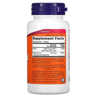 Фолиевая кислота и В12, Folic Acid Vitamin B-12, Now Foods, 800 мкг, 250 таблеток - фото