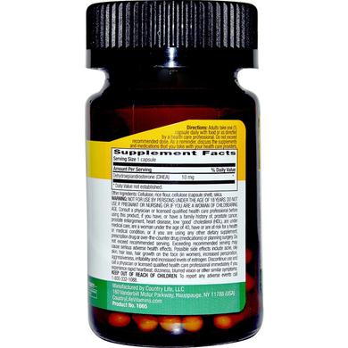 DHEA (дегідроепіандростерон), DHEA, Country Life, 10 мг, 50 капсул - фото