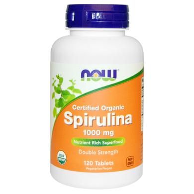 Спирулина сертифицированная органическая, Spirulina, Now Foods, 1000 мг, 120 таблеток - фото