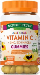 Вітамін C + цинк і ехінацея Just 4 Kidz, Nature's Truth, 60 жувальних цукерок - фото