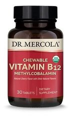 Витамин В12, Vitamin B12, Dr. Mercola, органик, 1000 мкг, 30 жевательных таблеток - фото