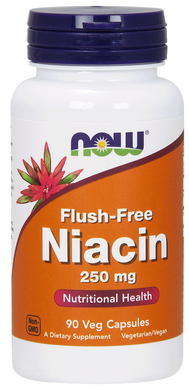 Ніацин вітамін В3, Flush-Free Niacin, Now Foods, 250 мг, 90 капсул - фото