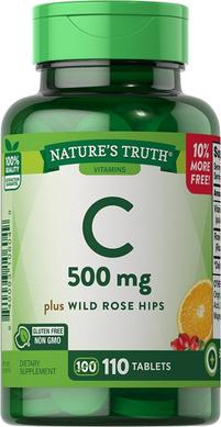 Витамин C плюс шиповник, Vitamin C plus Wild Rose Hips, 500 мг, Nature's Truth, 110 таблеток - фото