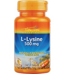L-Лизин, L-Lysine, Thompson, 500 мг, 60 таблеток - фото