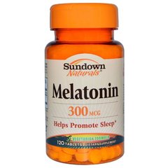 Мелатонін, Melatonin, Sundown Naturals, 300 мкг, 120 таблеток - фото