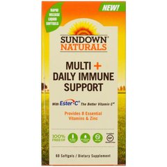 Мультивитамины и иммунная поддержка, Multi + Daily Immune Support, Sundown Naturals, 60 капсул - фото
