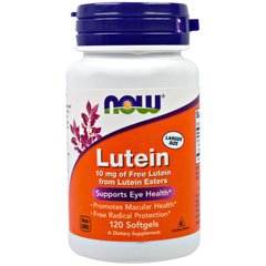 Лютеин, Lutein, Now Foods, 10 мг, 120 капсул - фото