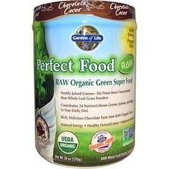 Заменитель питания, зеленая суперпища, Green Super Food, Garden of Life, Perfect Food, шоколадный вкус, органик, 570 г - фото