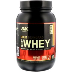 Сывороточный протеин, 100% Whey Gold Standard, клубника банан, Optimum Nutrition, 909 г - фото
