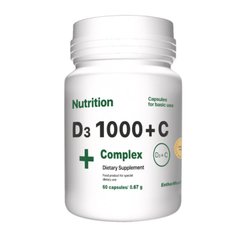 Витаминный комплекс, D3 1000+С Complex+, EntherMeal, 60 капсул - фото