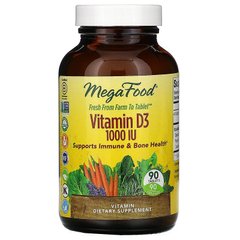 Витамин D3, Vitamin D3, MegaFood, 1000 МЕ, 90 таблеток - фото
