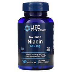 Вітамін В3 (ніацин), No Flush Niacin, Life Extension, 800 мг, 100 капсул - фото