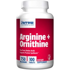 Аргінін орнітин, Arginine + Ornithine, Jarrow Formulas, 750 мг, 100 таблеток - фото