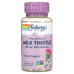 Расторопша, Milk Thistle, Solaray, экстракт семян, 1 в день, 350 мг, 60 капсул - фото