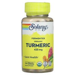Куркума ферментированная, Turmeric, Solaray, органик, 425 мг, 100 вегетарианских капсул - фото