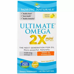 Рыбий жир с витамином Д3, Ultimate Omega 2X, Nordic Naturals, лимон, 60 гелевых мини капсул - фото
