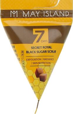 Сахарный скраб для лица, 7 Days Secret Royal Black Sugar Scrub, May Island, 12 шт х 5 мл - фото