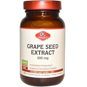 Екстракт виноградних кісточок, Grape Seed Extract, Olympian Labs Inc., 200 мг, 100 капсул - фото