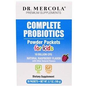 Пробіотики для дітей зі смаком малини, Complete Probiotics, Dr. Mercola, порошок, 30 пакетів по 3.5 г - фото