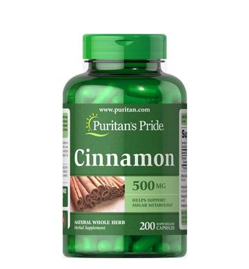 Кориця, Cinnamon, Puritan's Pride, 500 мг, 200 капсул - фото