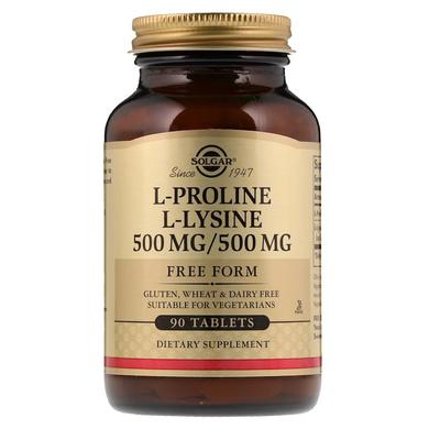 Пролін лізин, L-Proline/L-Lysine, Solgar, 500/500 мг, 90 таблеток - фото