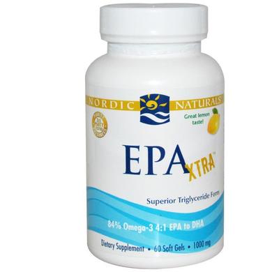 Омега-3 високій концентрації (лимон), EPA Xtra, Nordic Naturals, 1000 мг, 60 гелей - фото