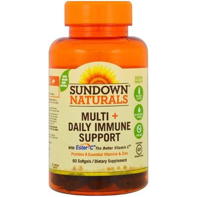 Мультивітаміни і імунна підтримка, Multi + Daily Immune Support, Sundown Naturals, 60 капсул - фото