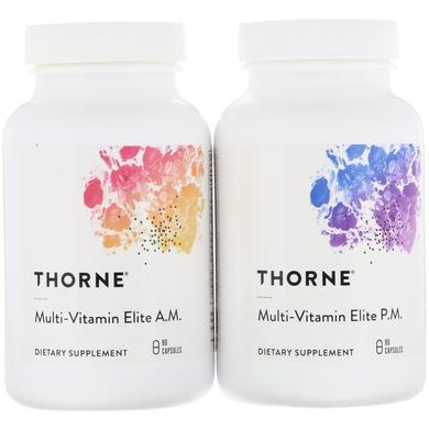 Мультивитамины элит, Multi-Vitamin Elite, Thorne Research, 2 бутылки по 90 капсул - фото