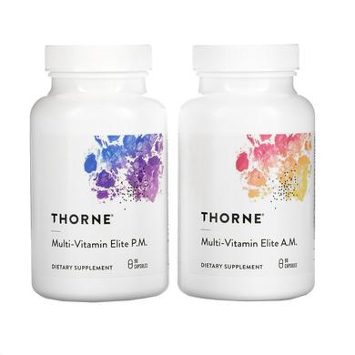 Thorne Research, Multi-Vitamin Elite, мультивітаміни для прийому вранці та ввечері, 2 флакони, по 90 капсул (THR-00708) - фото