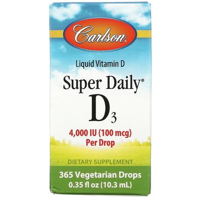 Вітамін Д3, Vitamin D3, Carlson Labs, 4000 МО, 10,3 мл - фото
