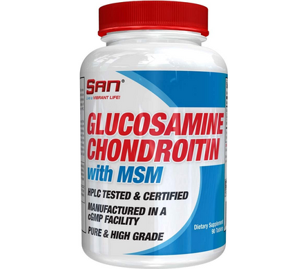 Комплекс для суглобів і зв'язок, Glucosamine Chondroitin MSM, SAN, 90 таблеток - фото
