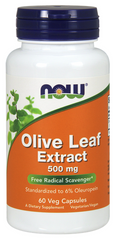 Екстракт листя оливи, Olive Leaf, Now Foods, 500 мг, 60 капсул - фото