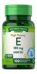 Витамин Е, Vitamin E, 180 мг, Nature's Truth, 100 капсул - фото