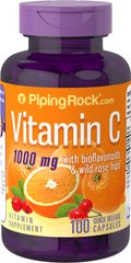Вітамін С Біофлаваноідами та шиповником, Вітамін С, Piping Rock, 1000 мг, 250 капсул - фото