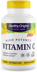 Вітамін С (L-аскорбінова кислота), Vitamin C (Non-GMO L-Ascorbic Acid), Healthy Origins, 1000 мг, 120 вегетаріанських капсул - фото