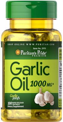 Масло часнику, Garlic Oil, Puritan's Pride, 1000 мг, 100 гелевих капсул - фото