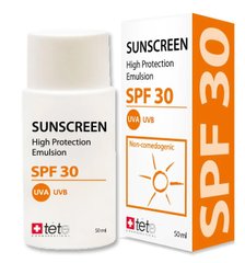 Сонцезахисний флюїд, Sunscreen High Protection Emulsion SPF 30, Tete, 50 мл - фото