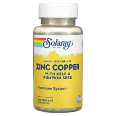 Цинк и медь, Zinc Copper, Solaray, 100 капсул - фото
