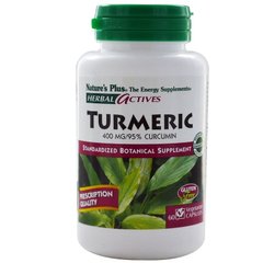 Куркумин, Turmeric, Nature's Plus, Herbal Actives, 400 мг, 60 капсул - фото