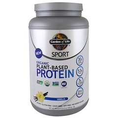Растительный белок, Plant-Based Protein, Garden of Life, Sport, органик, для веганов, ваниль, 806 г - фото