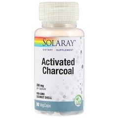 Активированный уголь, Activated Charcoal, Solaray, 280 мг, 90 капсул - фото