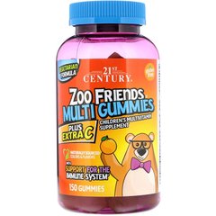Вітаміни і мінерали +С, Zoo Friends Multi Gummies, 21st Century, 150 желейних конфет - фото